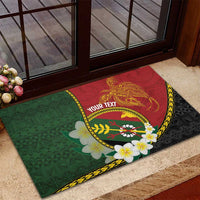 Personalised PNG Simbu Provins Rubber Doormat Papua New Guinea Plumeria Melanesian Pattern LT14 - Polynesian Pride