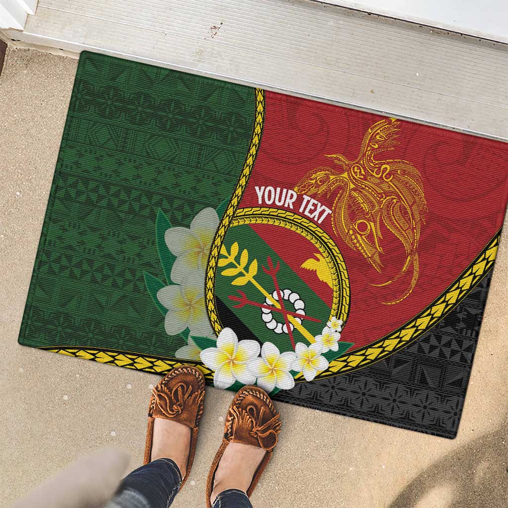 Personalised PNG Simbu Provins Rubber Doormat Papua New Guinea Plumeria Melanesian Pattern LT14 - Polynesian Pride