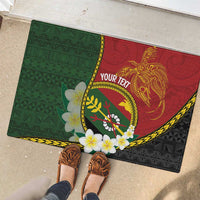 Personalised PNG Simbu Provins Rubber Doormat Papua New Guinea Plumeria Melanesian Pattern LT14 - Polynesian Pride