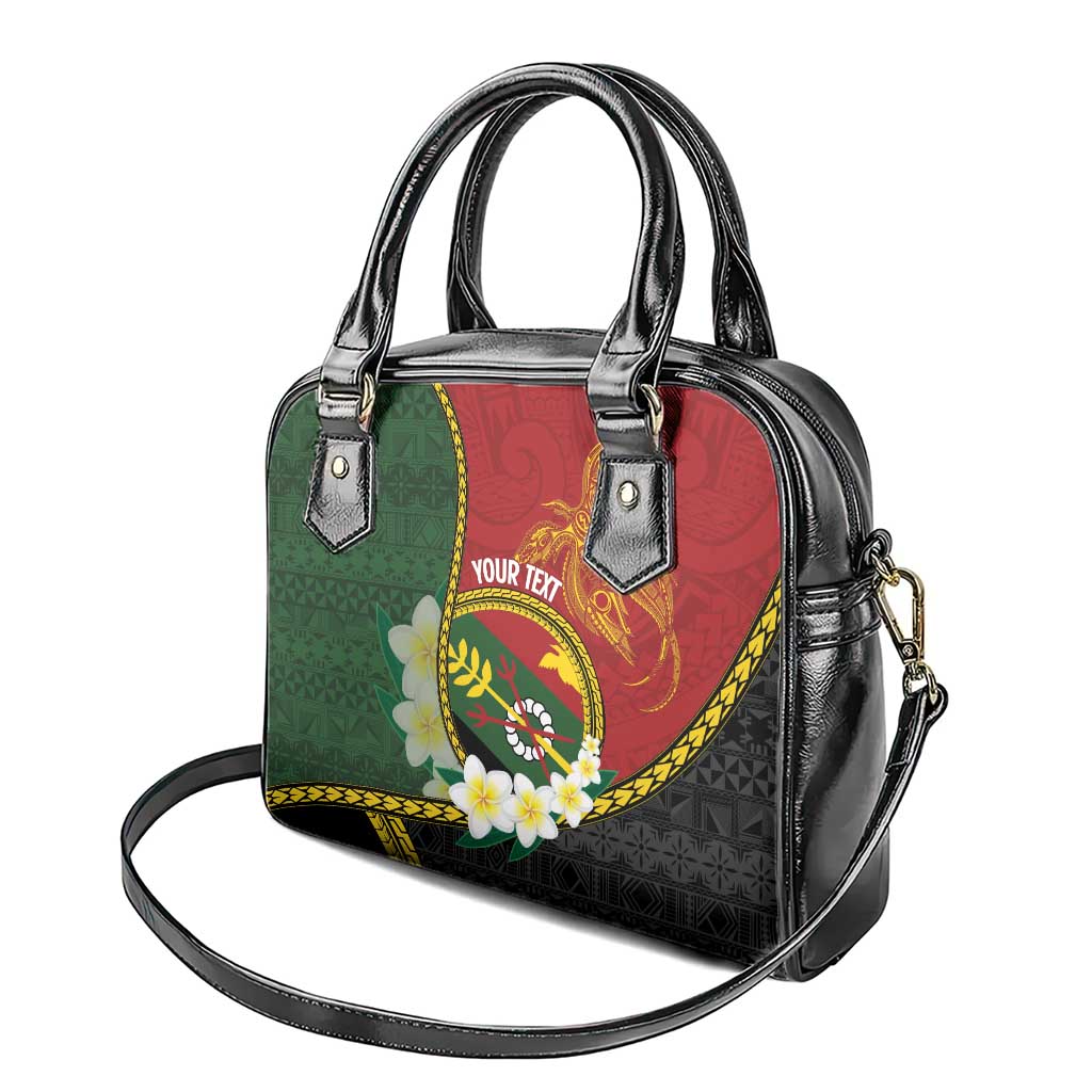 Personalised PNG Simbu Provins Shoulder Handbag Papua New Guinea Plumeria Melanesian Pattern - Polynesian Pride