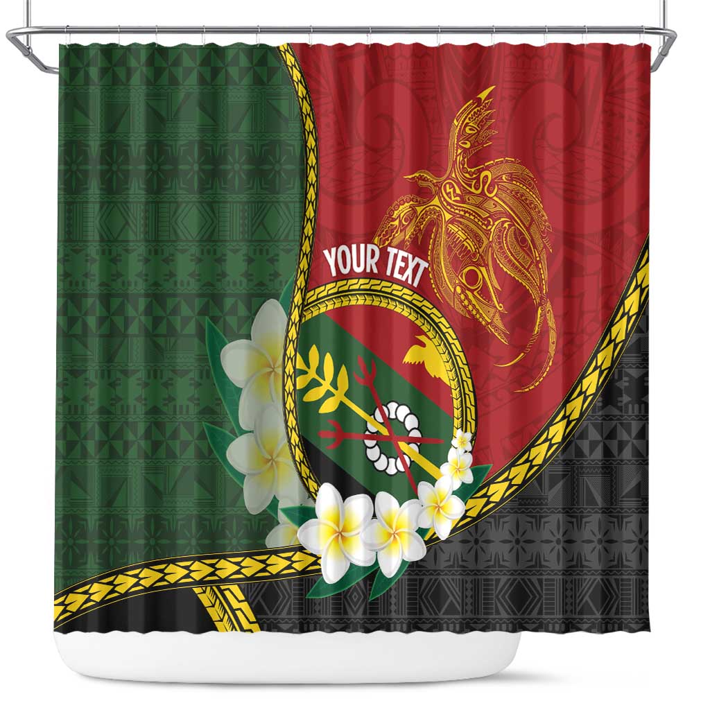 Personalised PNG Simbu Provins Shower Curtain Papua New Guinea Plumeria Melanesian Pattern LT14 Green - Polynesian Pride