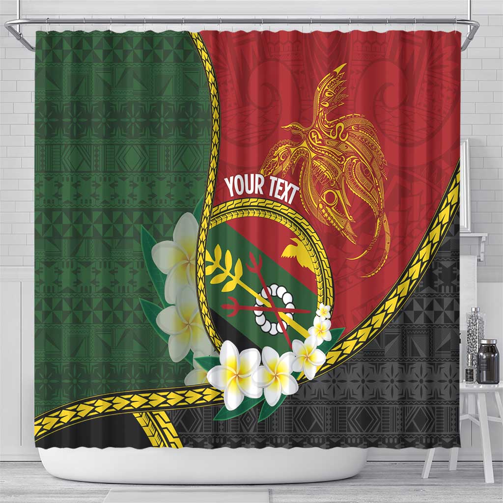 Personalised PNG Simbu Provins Shower Curtain Papua New Guinea Plumeria Melanesian Pattern LT14 - Polynesian Pride