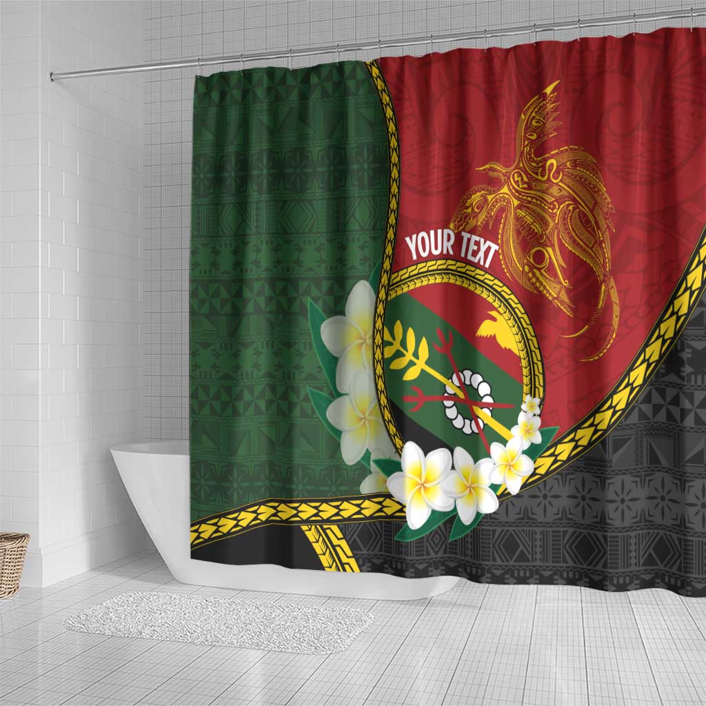 Personalised PNG Simbu Provins Shower Curtain Papua New Guinea Plumeria Melanesian Pattern LT14 - Polynesian Pride
