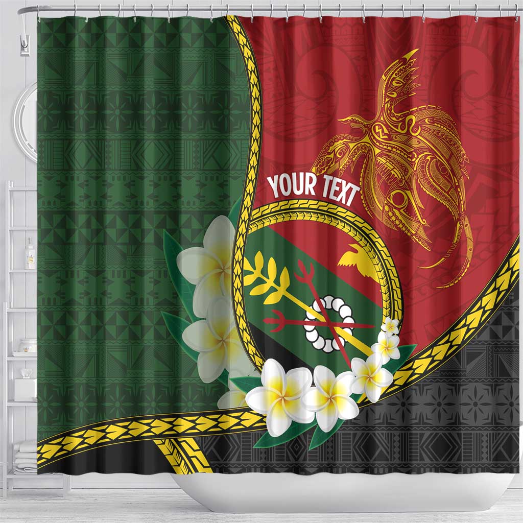 Personalised PNG Simbu Provins Shower Curtain Papua New Guinea Plumeria Melanesian Pattern LT14 - Polynesian Pride