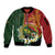 Personalised PNG Simbu Provins Sleeve Zip Bomber Jacket Papua New Guinea Plumeria Melanesian Pattern - Polynesian Pride