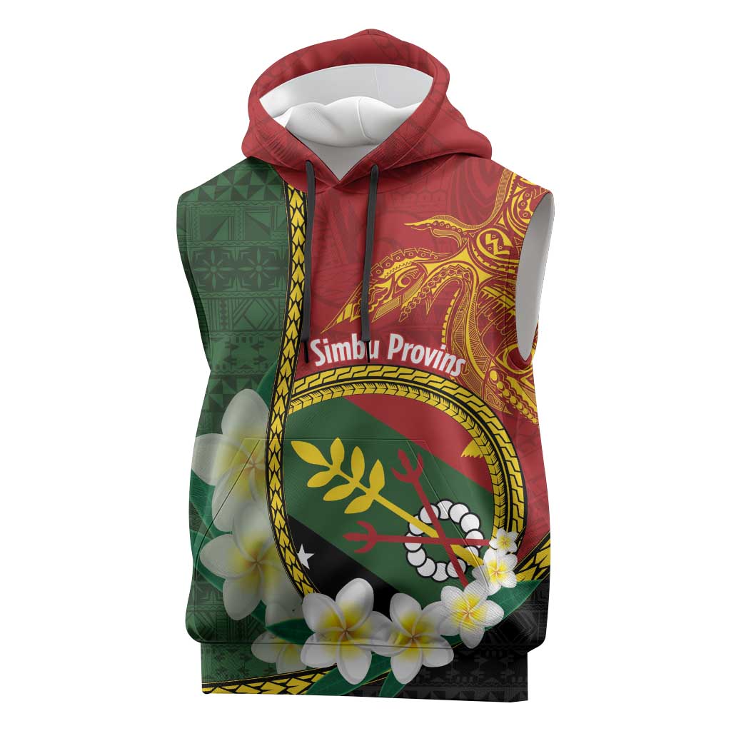 Personalised PNG Simbu Provins Sleeveless Hoodie Papua New Guinea Plumeria Melanesian Pattern LT14 Green - Polynesian Pride
