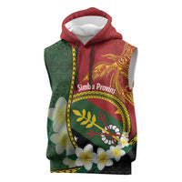 Personalised PNG Simbu Provins Sleeveless Hoodie Papua New Guinea Plumeria Melanesian Pattern LT14 Green - Polynesian Pride
