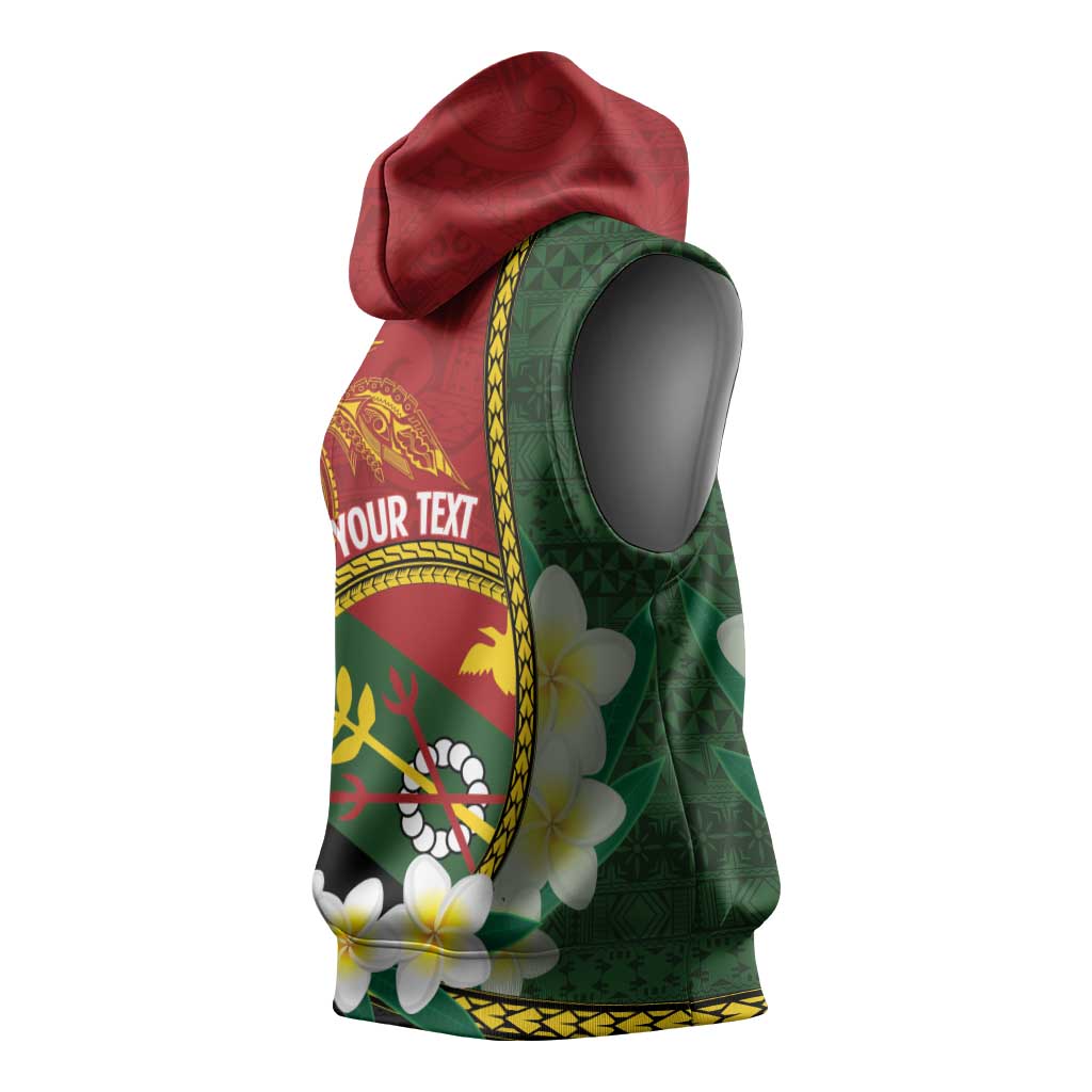 Personalised PNG Simbu Provins Sleeveless Hoodie Papua New Guinea Plumeria Melanesian Pattern LT14 - Polynesian Pride
