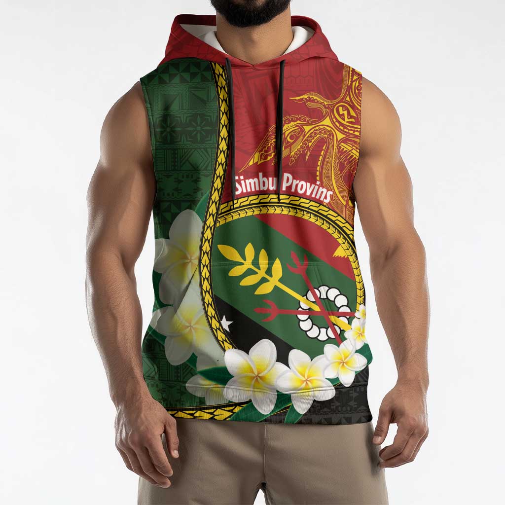 Personalised PNG Simbu Provins Sleeveless Hoodie Papua New Guinea Plumeria Melanesian Pattern LT14 - Polynesian Pride