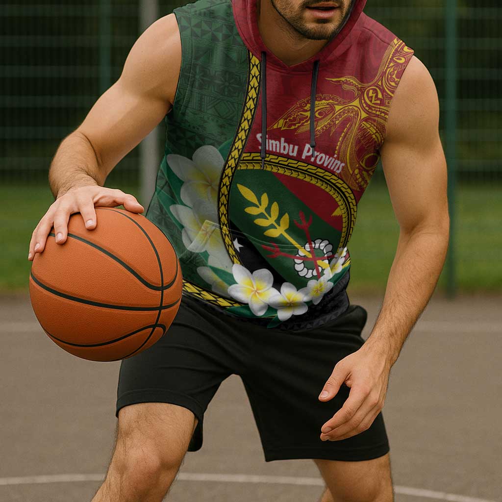 Personalised PNG Simbu Provins Sleeveless Hoodie Papua New Guinea Plumeria Melanesian Pattern LT14 - Polynesian Pride