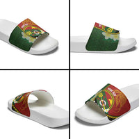 Personalised PNG Simbu Provins Slide Sandals Papua New Guinea Plumeria Melanesian Pattern - Polynesian Pride