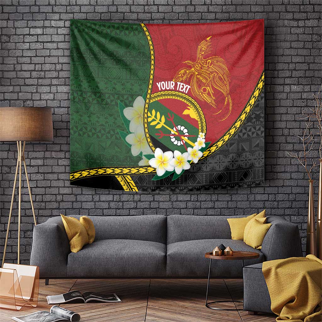 Personalised PNG Simbu Provins Tapestry Papua New Guinea Plumeria Melanesian Pattern LT14 Green - Polynesian Pride