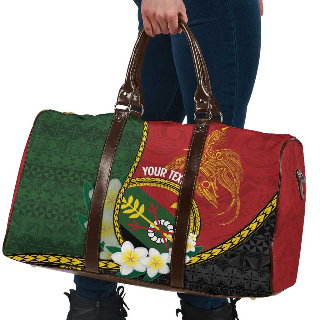 Personalised PNG Simbu Provins Travel Bag Papua New Guinea Plumeria Melanesian Pattern - Polynesian Pride