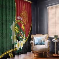 Personalised PNG Simbu Provins Window Curtain Papua New Guinea Plumeria Melanesian Pattern - Polynesian Pride