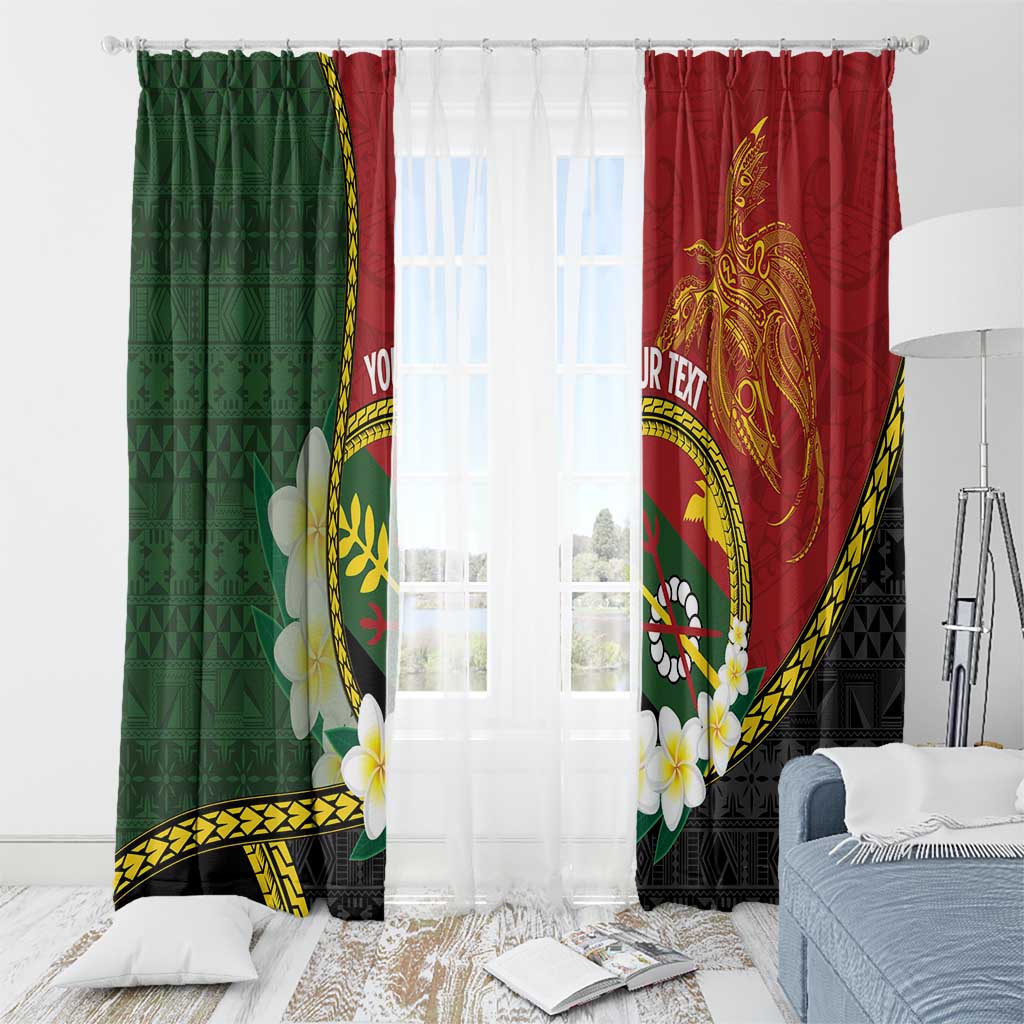 Personalised PNG Simbu Provins Window Curtain Papua New Guinea Plumeria Melanesian Pattern - Polynesian Pride