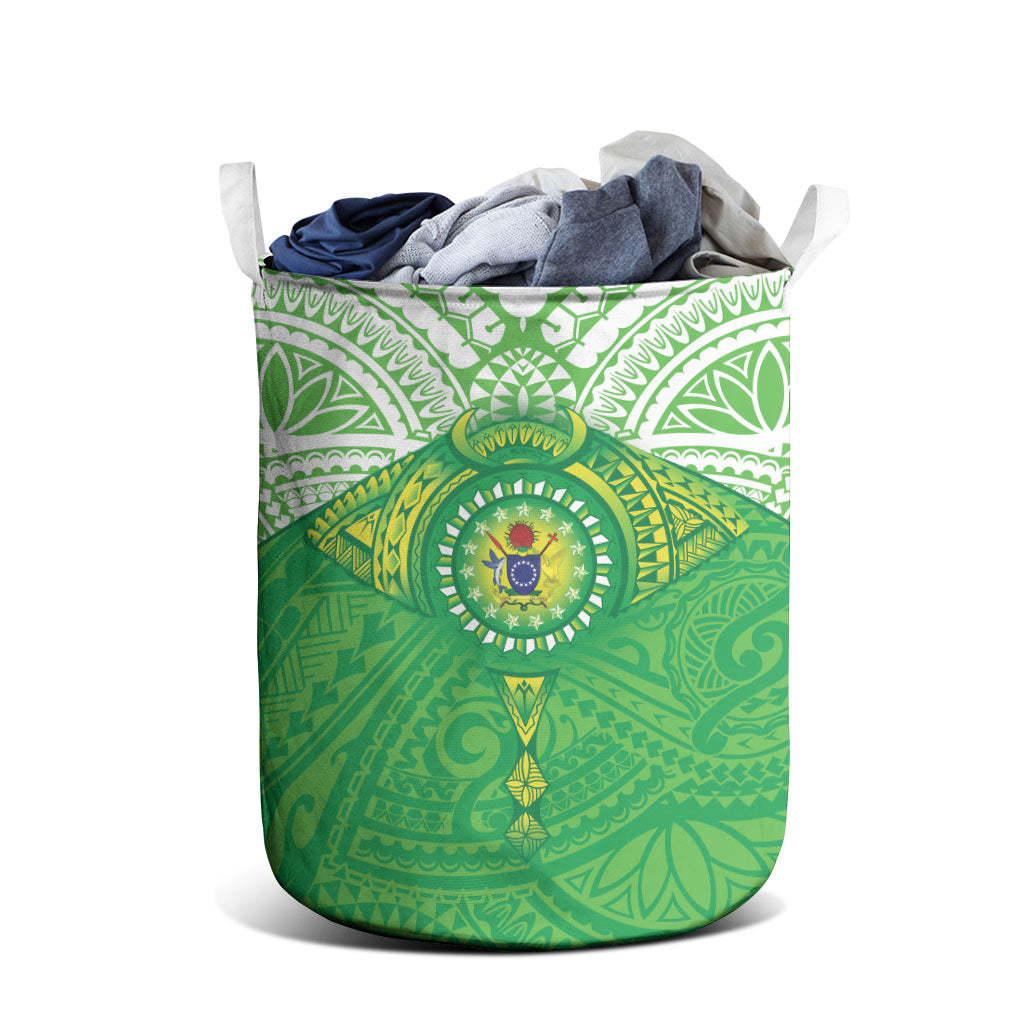 Cook Islands Manta Ray Laundry Basket Kuki Airani Tattoo Green Color LT14 - Polynesian Pride