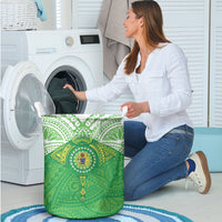 Cook Islands Manta Ray Laundry Basket Kuki Airani Tattoo Green Color LT14 - Polynesian Pride