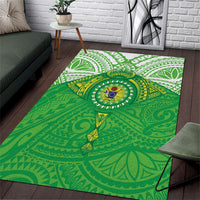 Cook Islands Manta Ray Area Rug Kuki Airani Tattoo Green Color LT14 Green - Polynesian Pride