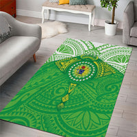 Cook Islands Manta Ray Area Rug Kuki Airani Tattoo Green Color LT14 - Polynesian Pride
