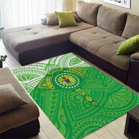 Cook Islands Manta Ray Area Rug Kuki Airani Tattoo Green Color LT14 - Polynesian Pride
