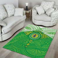 Cook Islands Manta Ray Area Rug Kuki Airani Tattoo Green Color LT14 - Polynesian Pride