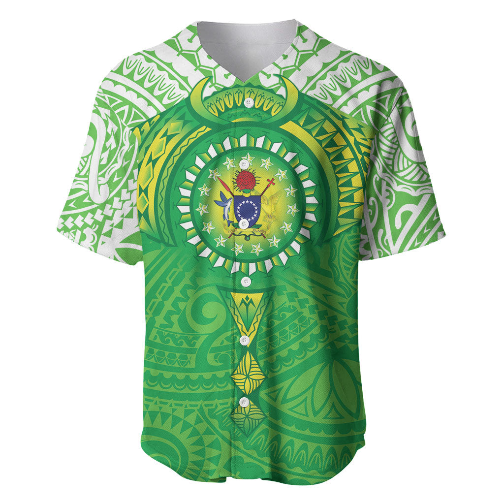 Cook Islands Manta Ray Baseball Jersey Kuki Airani Tattoo Green Color LT14 Green - Polynesian Pride