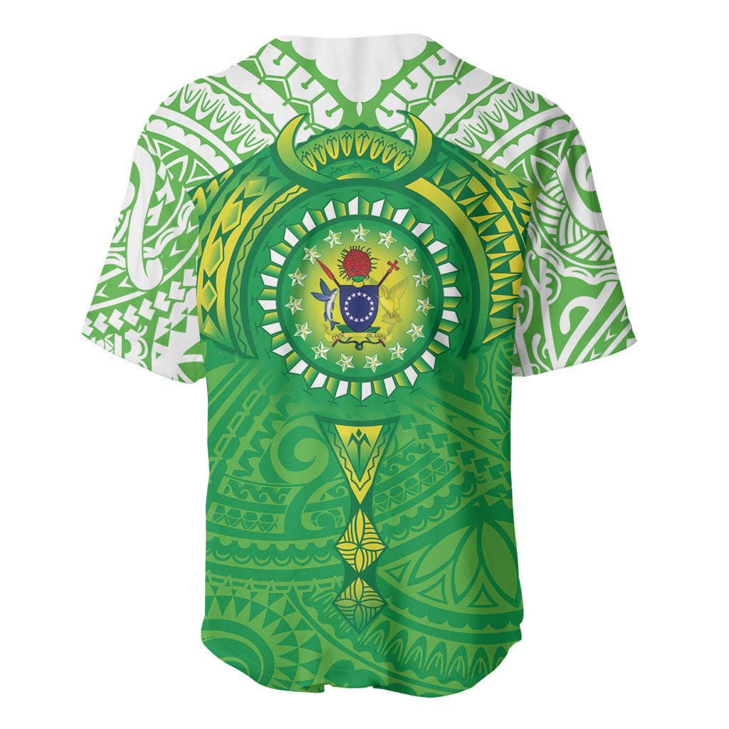 Cook Islands Manta Ray Baseball Jersey Kuki Airani Tattoo Green Color LT14 - Polynesian Pride