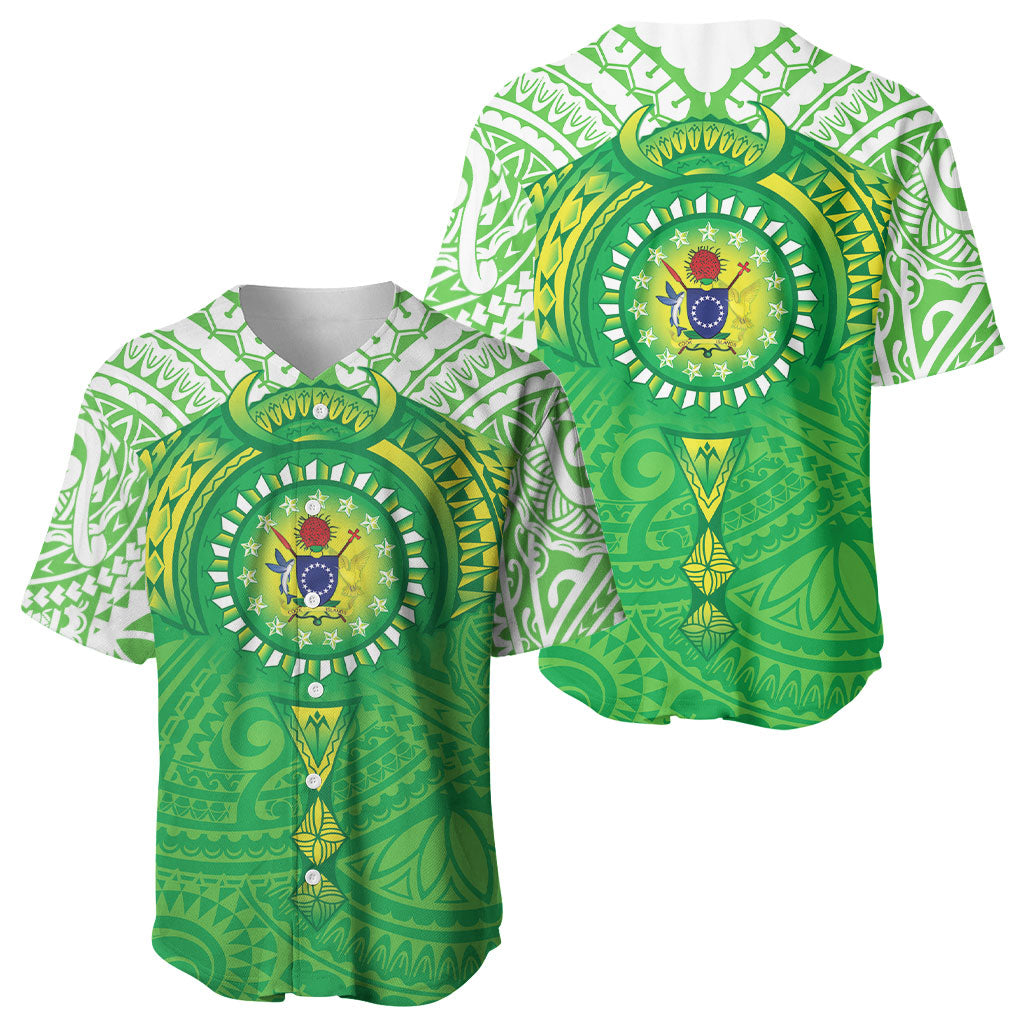 Cook Islands Manta Ray Baseball Jersey Kuki Airani Tattoo Green Color LT14 - Polynesian Pride