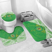 Cook Islands Manta Ray Bathroom Set Kuki Airani Tattoo Green Color LT14 Mat Set Only (3 pcs) One Size Green - Polynesian Pride