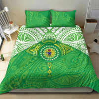 Cook Islands Manta Ray Bedding Set Kuki Airani Tattoo Green Color LT14 - Polynesian Pride