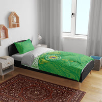 Cook Islands Manta Ray Bedding Set Kuki Airani Tattoo Green Color LT14 - Polynesian Pride