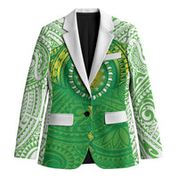 Cook Islands Manta Ray Blazer Kuki Airani Tattoo Green Color LT14 Unisex Green - Polynesian Pride
