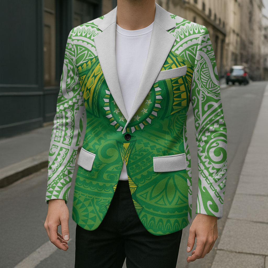 Cook Islands Manta Ray Blazer Kuki Airani Tattoo Green Color LT14 - Polynesian Pride