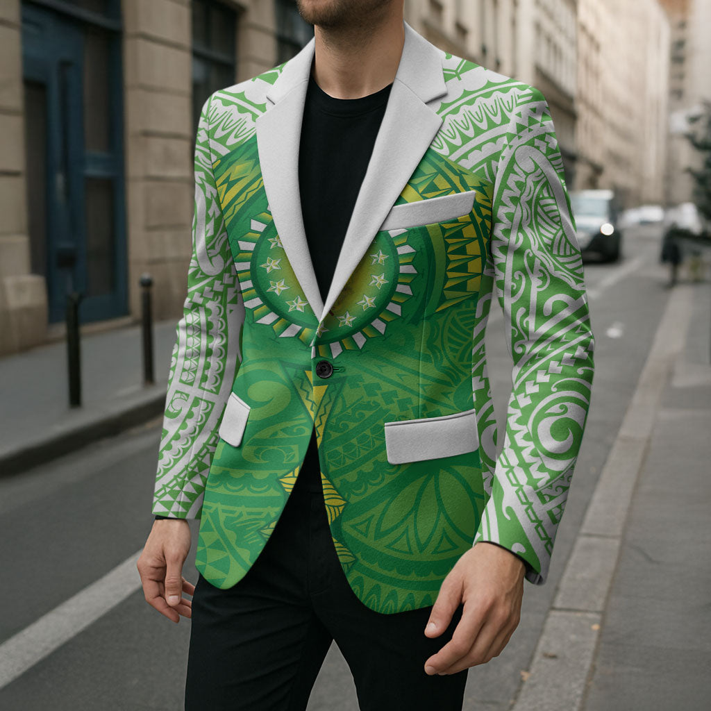 Cook Islands Manta Ray Blazer Kuki Airani Tattoo Green Color LT14 - Polynesian Pride