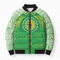 Cook Islands Manta Ray Bomber Puffer Jacket Kuki Airani Tattoo Green Color LT14 Unisex Green - Polynesian Pride