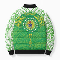 Cook Islands Manta Ray Bomber Puffer Jacket Kuki Airani Tattoo Green Color LT14 - Polynesian Pride