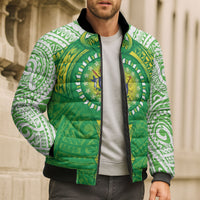 Cook Islands Manta Ray Bomber Puffer Jacket Kuki Airani Tattoo Green Color LT14 - Polynesian Pride