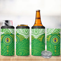 Cook Islands Manta Ray 4 in 1 Can Cooler Tumbler Kuki Airani Tattoo Green Color LT14 - Polynesian Pride
