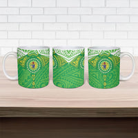 Cook Islands Manta Ray Ceramic Mug Kuki Airani Tattoo Green Color LT14 - Polynesian Pride