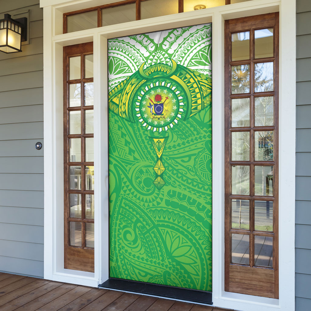 Cook Islands Manta Ray Door Cover Kuki Airani Tattoo Green Color LT14 - Polynesian Pride