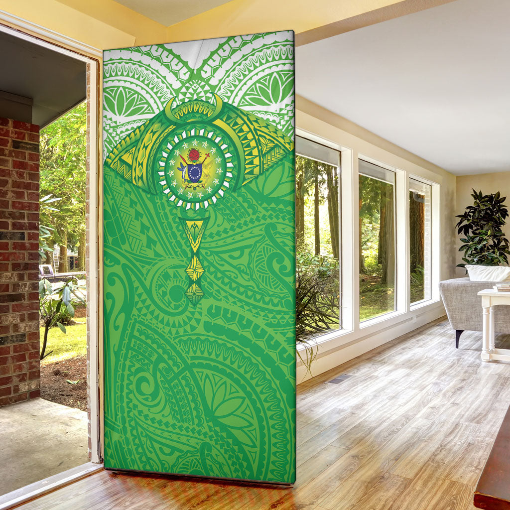 Cook Islands Manta Ray Door Cover Kuki Airani Tattoo Green Color LT14 - Polynesian Pride