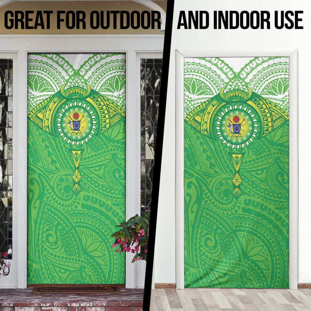 Cook Islands Manta Ray Door Cover Kuki Airani Tattoo Green Color LT14 - Polynesian Pride