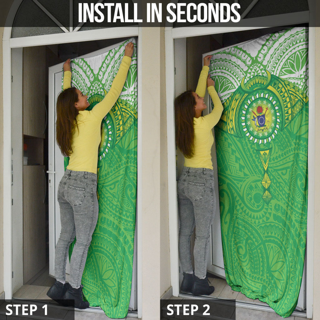 Cook Islands Manta Ray Door Cover Kuki Airani Tattoo Green Color LT14 - Polynesian Pride