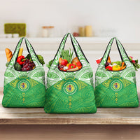 Cook Islands Manta Ray Grocery Bag Kuki Airani Tattoo Green Color LT14 3-pack One Size Green - Polynesian Pride