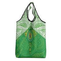 Cook Islands Manta Ray Grocery Bag Kuki Airani Tattoo Green Color LT14 - Polynesian Pride