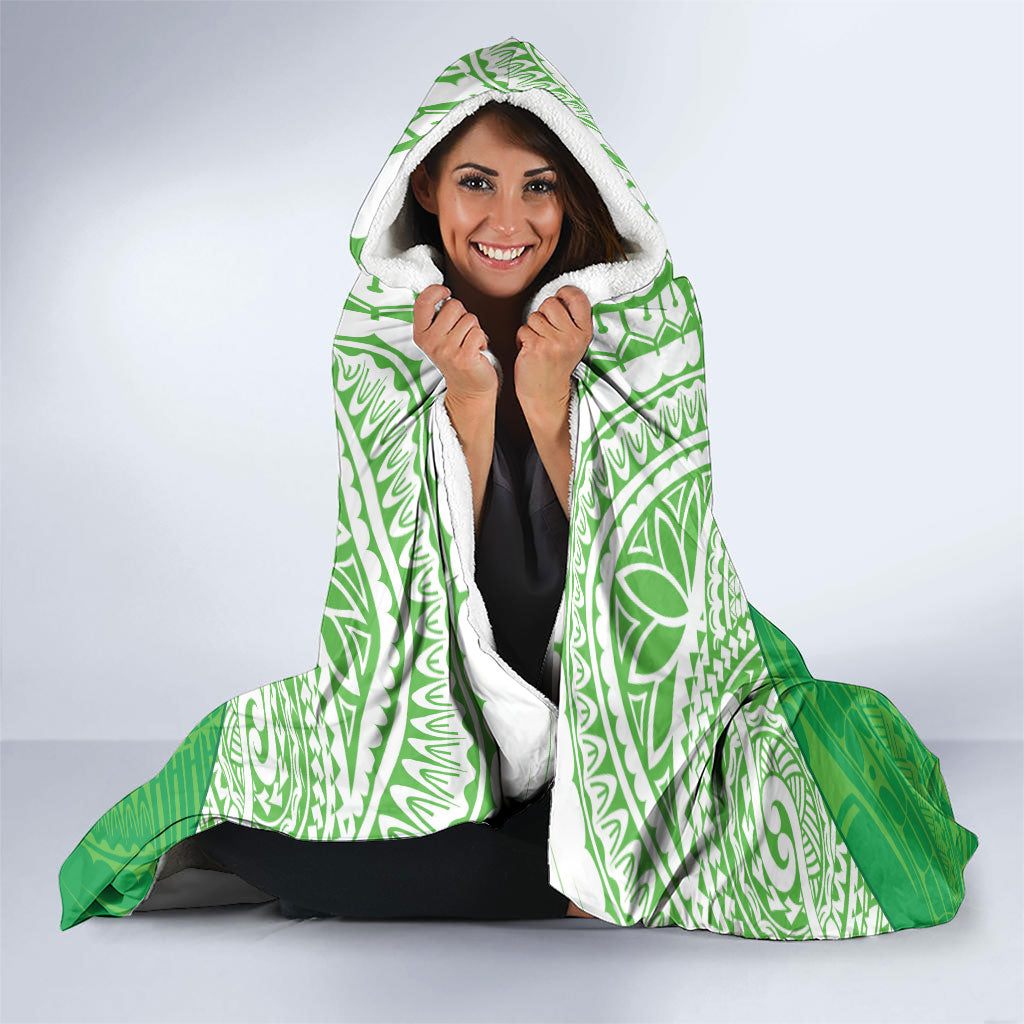 Cook Islands Manta Ray Hooded Blanket Kuki Airani Tattoo Green Color LT14 - Polynesian Pride