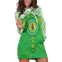 Cook Islands Manta Ray Hoodie Dress Kuki Airani Tattoo Green Color LT14 Green - Polynesian Pride