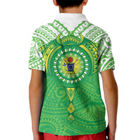 Cook Islands Manta Ray Kid Polo Shirt Kuki Airani Tattoo Green Color LT14 - Polynesian Pride