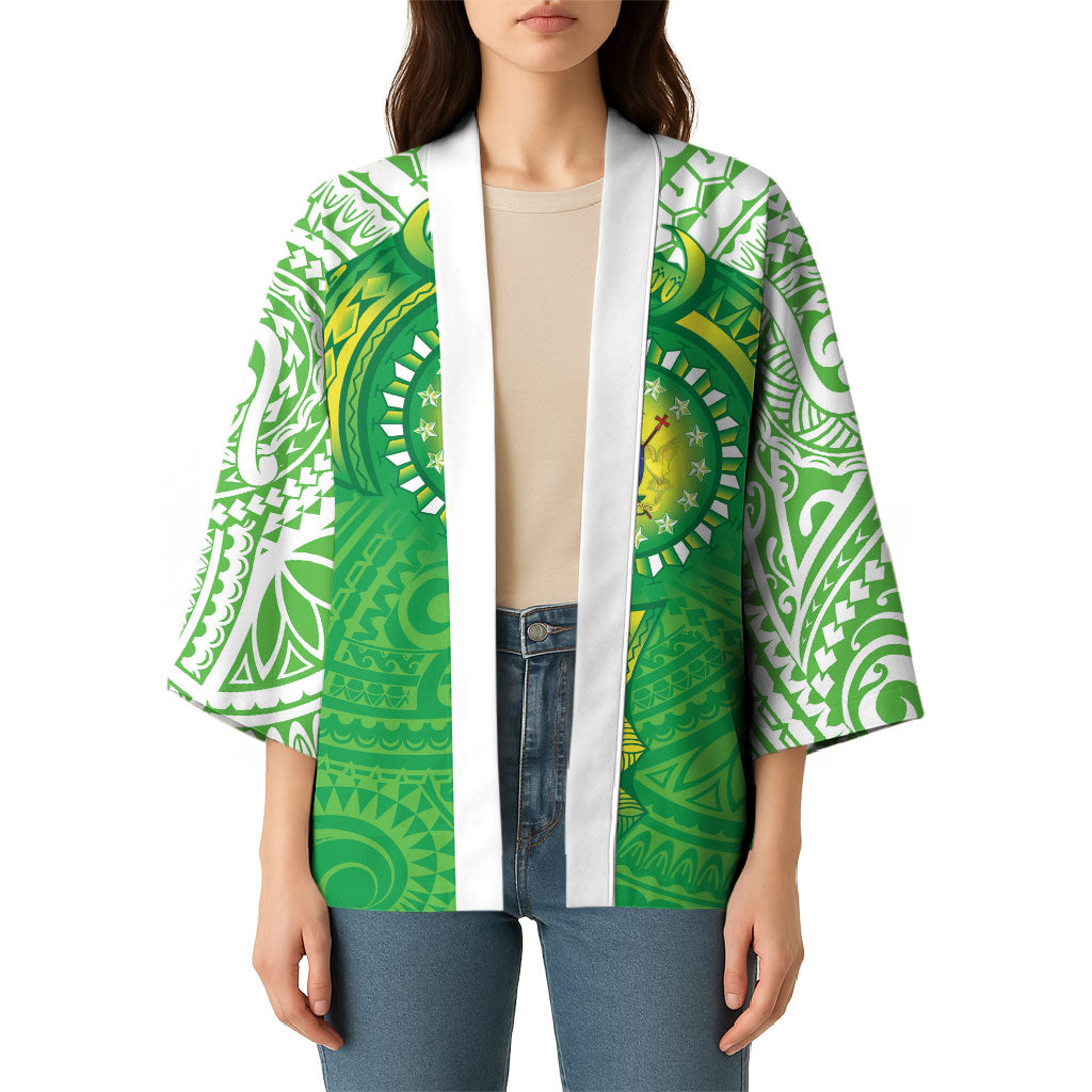 Cook Islands Manta Ray Kimono Kuki Airani Tattoo Green Color LT14 - Polynesian Pride