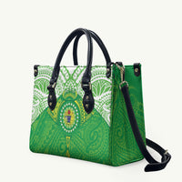 Cook Islands Manta Ray Leather Bag Kuki Airani Tattoo Green Color LT14 Green - Polynesian Pride